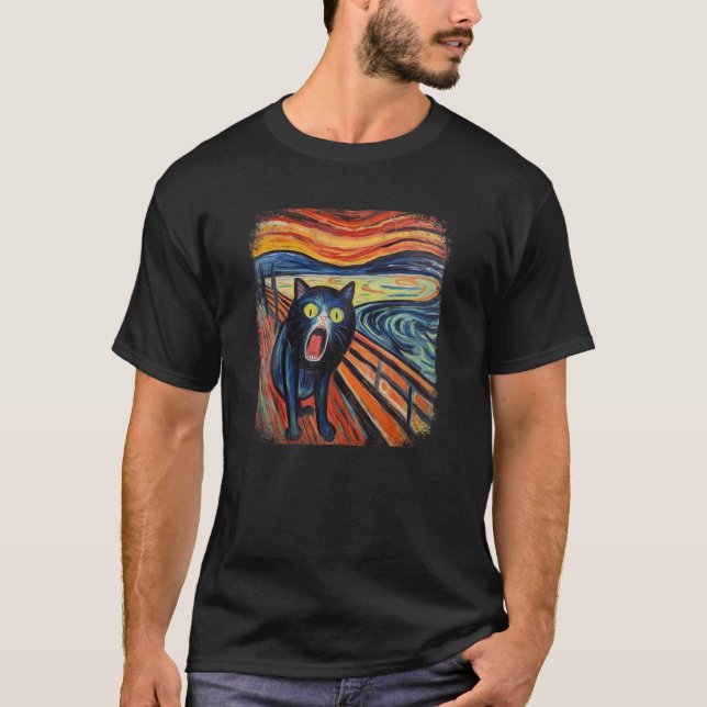 T-shirt drôle CAT cri par Edvard Expressionism Munch Art (Devant)