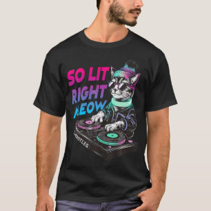 T-shirt Drôle Cat Rave Vêtements Graphiques Si Lit Droite