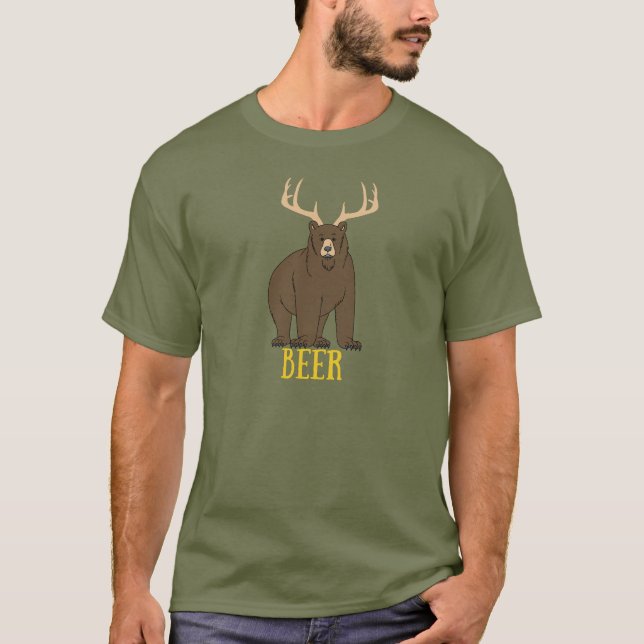 T-shirt drôle Cerf + Ours = Bière (Devant)