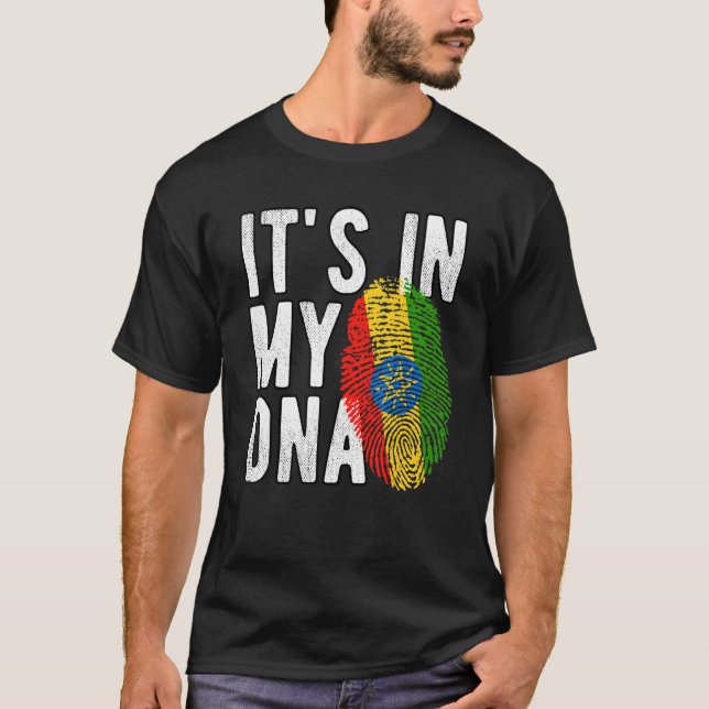 T-shirt Drôle, c'est dans mon ADN Empreinte du drapeau éth (Devant)