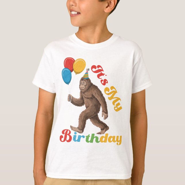 T-shirt Drôle C'est mon anniversaire Bigfoot Sasquatch Par (Devant)
