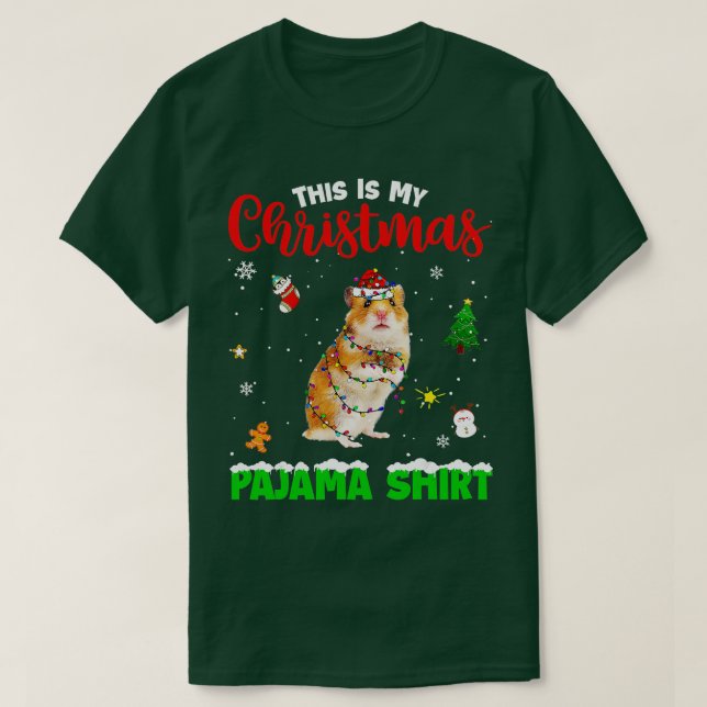 T-shirt Drôle C'Est Mon Pajama Hamster Red Plai (Design devant)