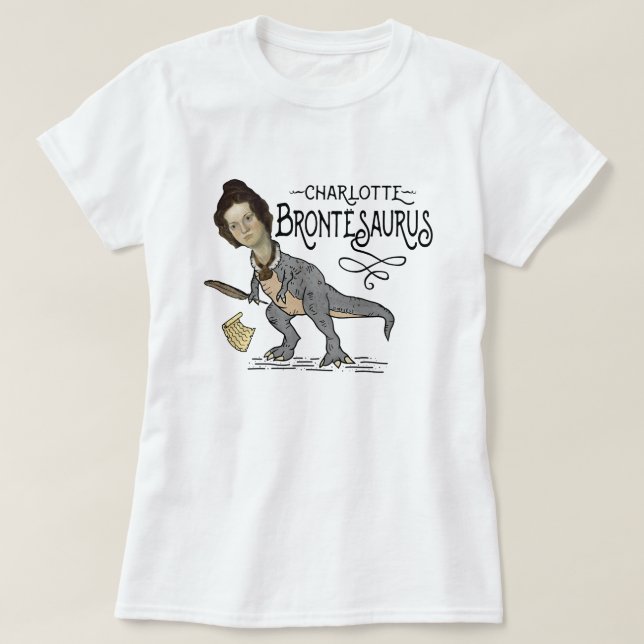 T-shirt Drôle Charlotte Bronte Saurus Dinosaur Lecteur de  (Design devant)