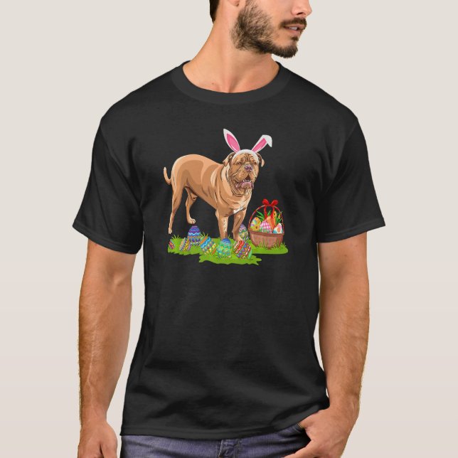 T-shirt Drôle Chasse Oeufs De Pâques Bunny Dogue De Bordea (Devant)