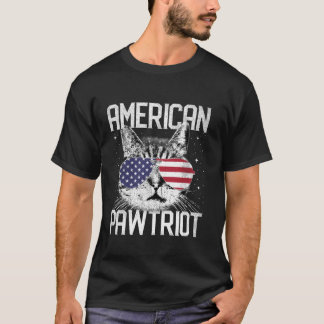 T-shirt Drôle Chat 4 juillet Drapeau Américain USA America