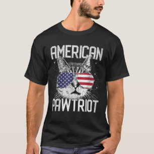 T-shirt Drôle Chat 4 juillet Drapeau Américain USA America