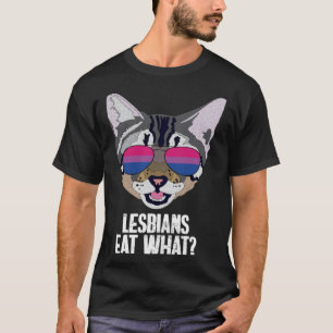 T-shirt Drôle Chat Bisexuel Lesbiennes Mangent Ce Bi Pride
