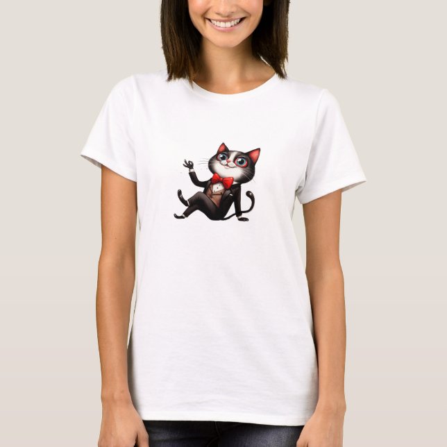 T-shirt Drôle chat bizarre (Devant)