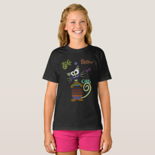 T-shirt Drôle chat coloré