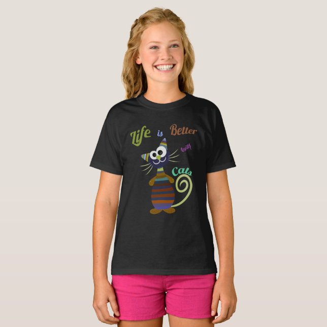 T-shirt Drôle chat coloré (Devant entier)
