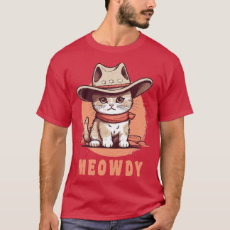 T-shirt Drôle Chat Cowboy Cowgirl Meow Howdy Meowdy 10