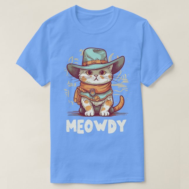 T-shirt Drôle Chat Cowboy Cowgirl Meow Howdy Meowdy 3 (Design devant)