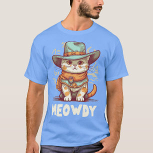 T-shirt Drôle Chat Cowboy Cowgirl Meow Howdy Meowdy 3