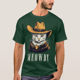 T-shirt Drôle Chat Cowboy Cowgirl Meow Howdy Meowdy 9