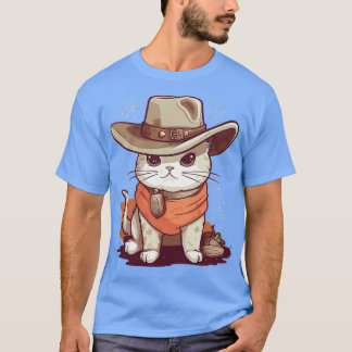 T-shirt Drôle Chat Cowboy Cowgirl Pays