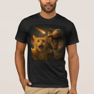 T-shirt Drôle Chat Dino Selfie Meteor Meme Surreal Apocaly