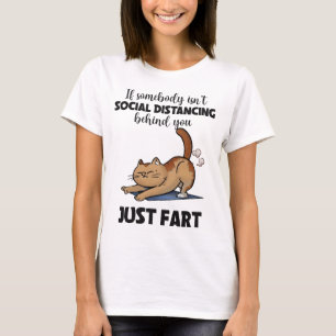 T-shirt Drôle Chat Distances Sociales Dit