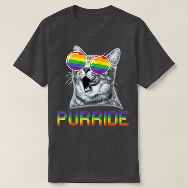 T-shirt Drôle Chat Gay pride Rainbow Lunettes de soleil LG (Design devant)