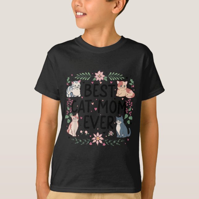 T-shirt Drôle Chat Graphic Femmes Mère Chat Propriétaires  (Devant)