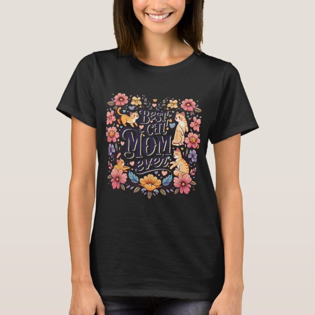T-shirt Drôle Chat Graphisme Femmes Mère Chat Kitten Meill (Devant)