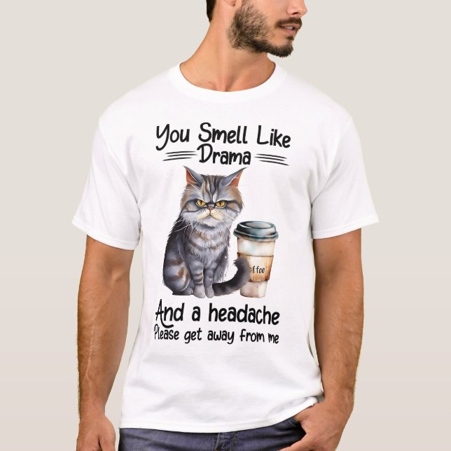 T-shirt Drôle Chat Grumpy Dit (Devant)