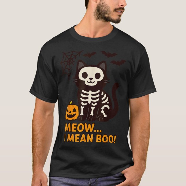 T-shirt Drôle Chat Halloween Costume Meow Je Veux Dire Boo (Devant)