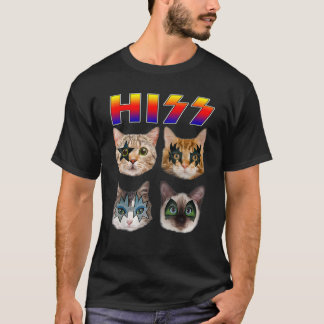 T-shirt Drôle Chat Hiss Rock et Roll pour Amoureux de les
