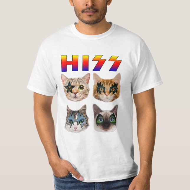 T-shirt Drôle Chat Hiss Rock et Roll pour Amoureux des cha (Devant)