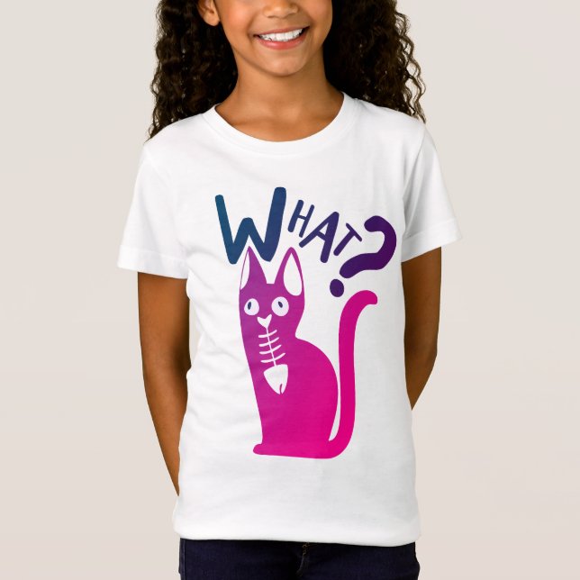 T-Shirt Drôle Chat Joke Minimal Rose Rouge Dégradé Carton (Devant)