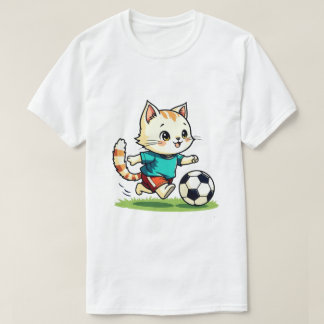 T-shirt Drôle Chat Jouer Football Cute Chat vintage