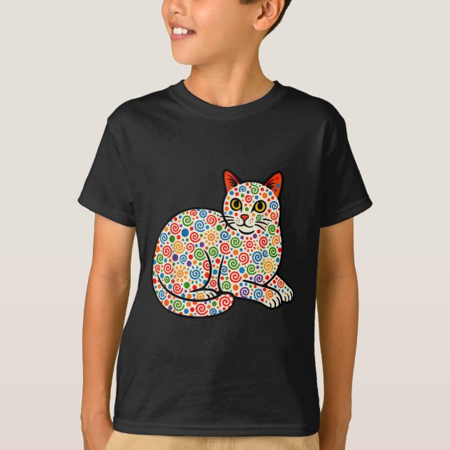 T-shirt Drôle Chat Kitten Amateurs Polka Dot Happy Dot Day (Devant)