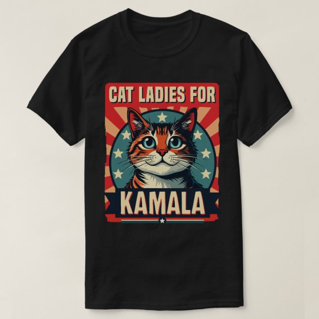 T-shirt Drôle Chat Ladies pour Kamala Vote pour 2024 (Design devant)
