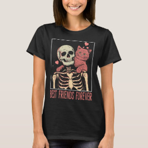T-shirt Drôle Chat Lady Tarot Card Skeleton Kitten Lover C
