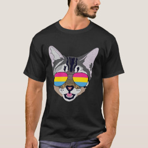 T-shirt Drôle Chat Lunettes de soleil Pansexual Pride Drap