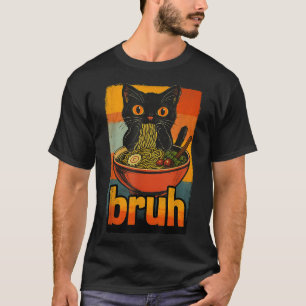 T-shirt Drôle Chat Manger Japonais Ramen Noodles Hommes Fe