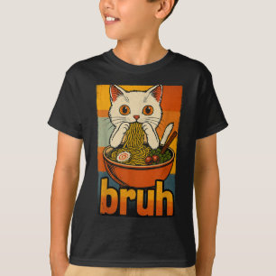 T-shirt Drôle Chat Manger Japonais Ramen Noodles Hommes Fe