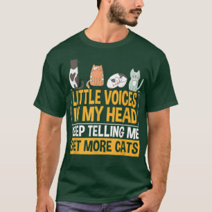 T-shirt Drôle Chat Meow Little Voices Dans Ma Tête Chat No