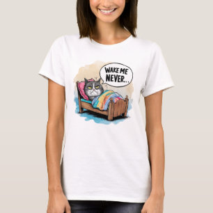 T-shirt Drôle Chat Ne Me Réveillez Jamais