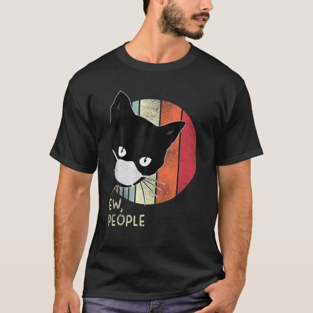 T-shirt Drôle Chat Noir Ew Personnes Graphique Couleur Noi (Devant)