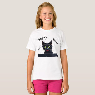 T-shirt Drôle chat noir QUOI ?