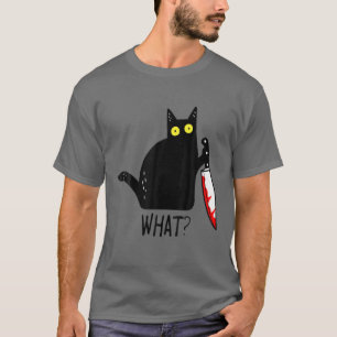 T-shirt Drôle Chat Noir Quoi ? Tenir Des Hommes De Coutea