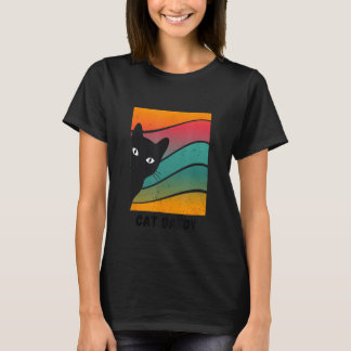 T-shirt Drôle Chat papa, papa avec un chat qui regarde, Ch