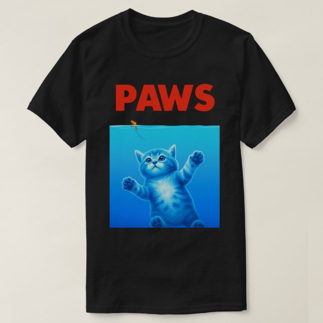 T-shirt Drôle Chat "PAWS" Conception de la parodie - Jote  (Design devant)