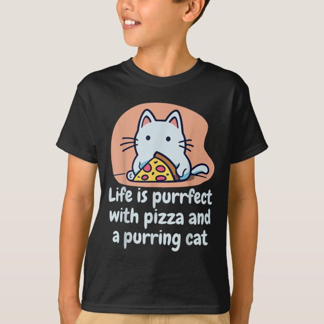 T-shirt Drôle Chat Pizza Lover Kitten Cute Chat Hilarious  (Devant)