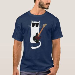 T-shirt Drôle Chat porter des lunettes de soleil Jouer Bas