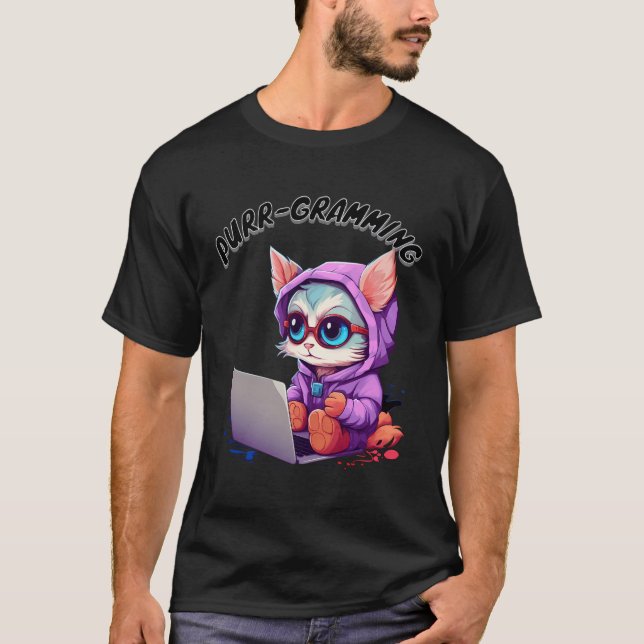 T-shirt Drôle Chat Pun Tech Savvy Kitten Programmation Pun (Devant)