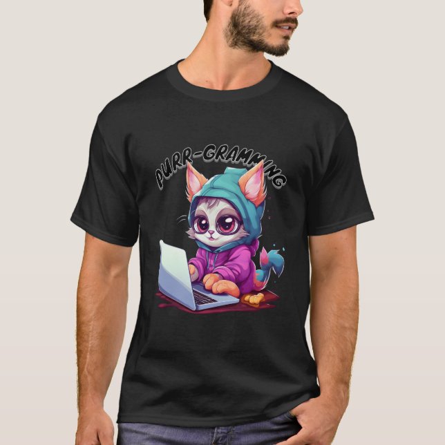 T-shirt Drôle Chat Pun Tech Savvy Kitten Programmation Pun (Devant)
