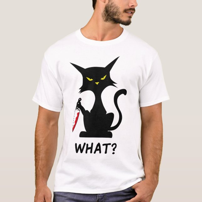 T-shirt Drôle chat quoi (Devant)