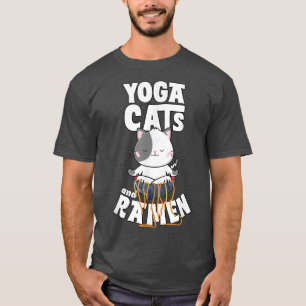 T-shirt Drôle Chat Ramen Yoga Pose Zen Méditation Japonais