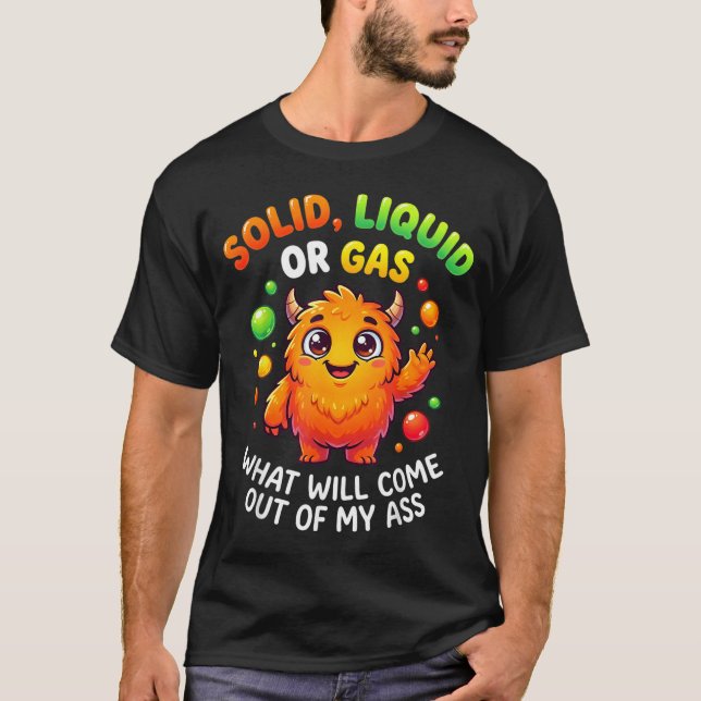 T-shirt Drôle Chat Solide Liquide Ou Gazeux Physique Scien (Devant)